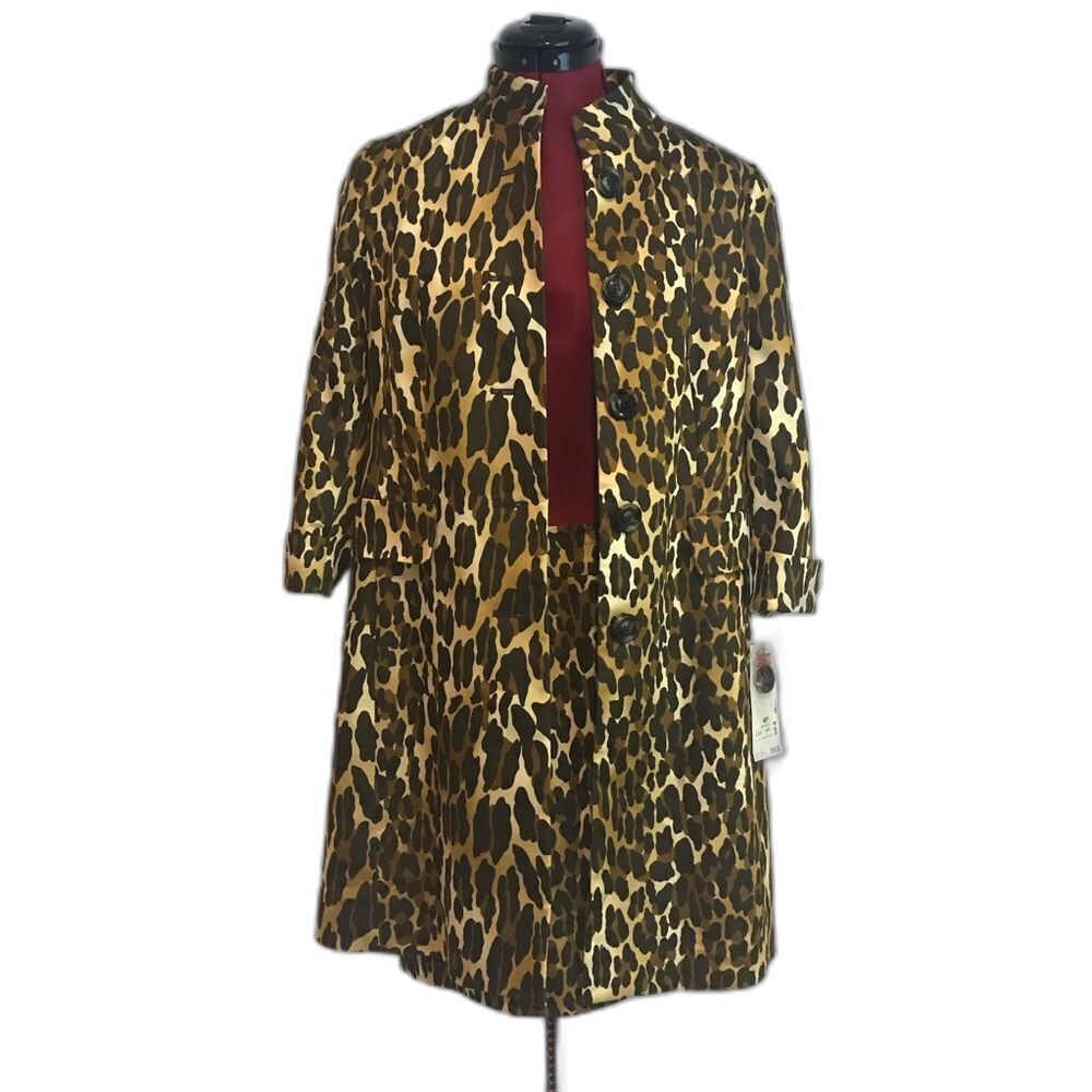 Nwt Kasper Skirt Suit Women's Size 4p Leopard Print 2-Piece Set Skirt & Blazer